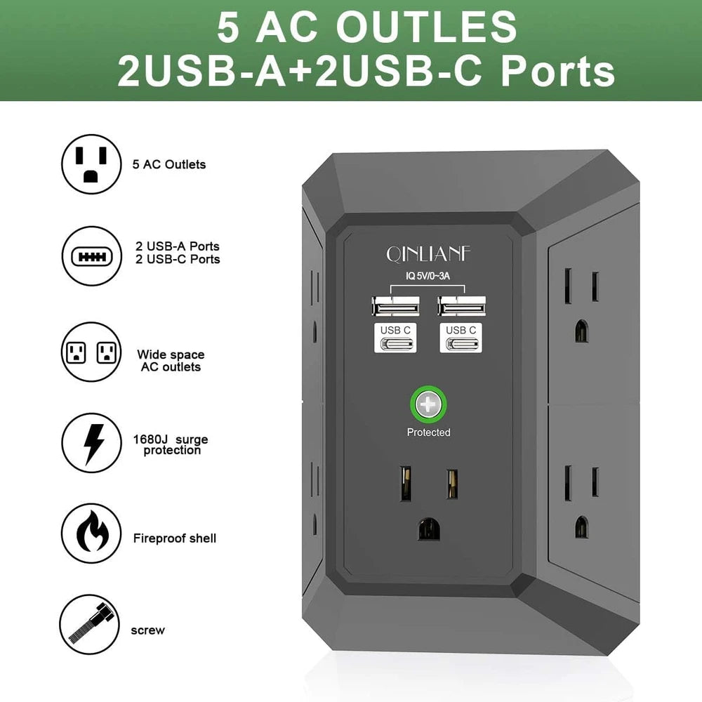 QINLIANF 5-Outlet Surge Protector